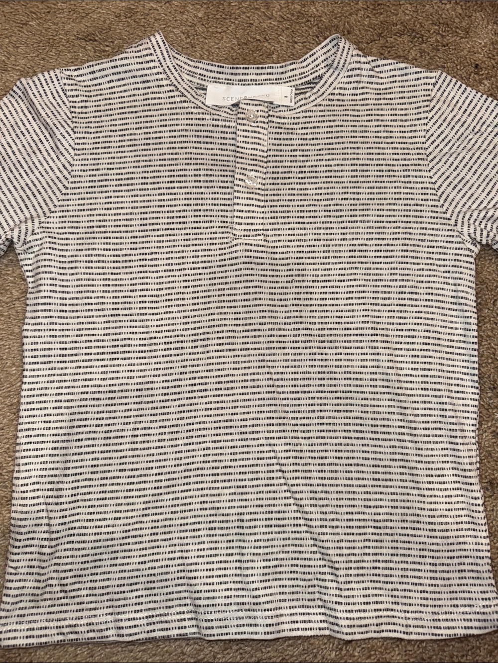 Scene Weaver White and Black Stripe Short-Sleeve Henley Tee for Kids